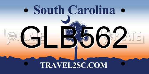 GLB562 South Carolina License Plate