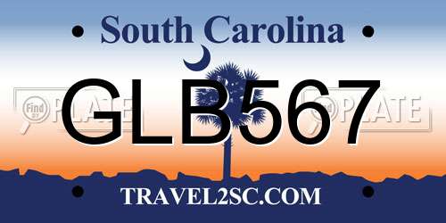 GLB567 South Carolina License Plate