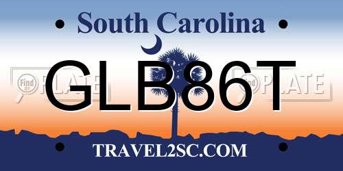 GLB86T South Carolina License Plate