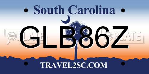 GLB86Z South Carolina License Plate