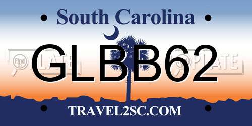 GLBB62 South Carolina License Plate