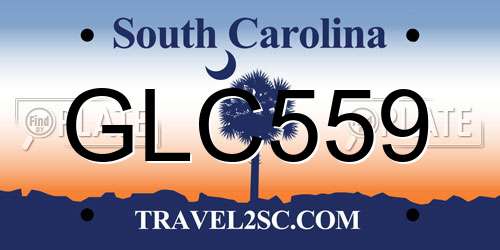 GLC559 South Carolina License Plate