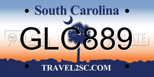 GLC889 South Carolina License Plate