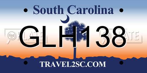 GLH138 South Carolina License Plate