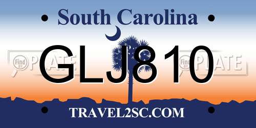 GLJ810 South Carolina License Plate