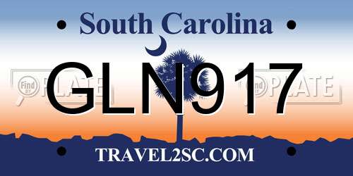 GLN917 South Carolina License Plate