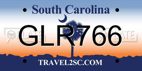 GLR766 South Carolina License Plate