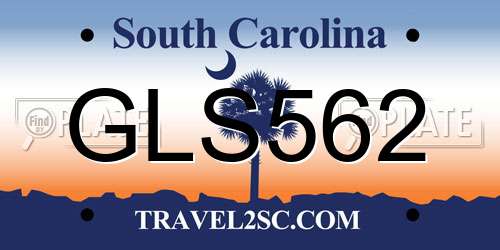 GLS562 South Carolina License Plate