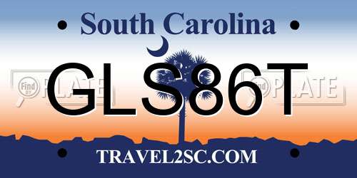 GLS86T South Carolina License Plate