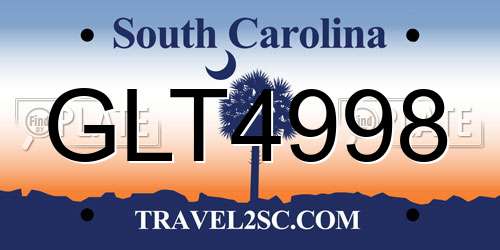 GLT4998 South Carolina License Plate