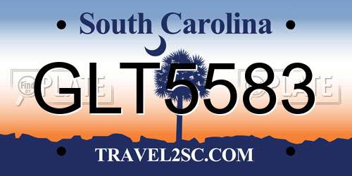 GLT5583 South Carolina License Plate