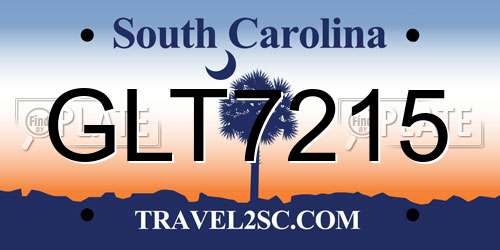 GLT7215 South Carolina License Plate