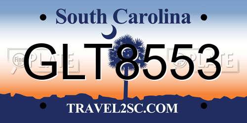 GLT8553 South Carolina License Plate