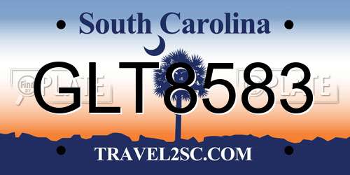 GLT8583 South Carolina License Plate