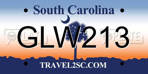 GLW213 South Carolina License Plate