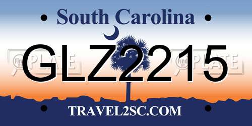 GLZ2215 South Carolina License Plate