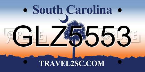 GLZ5553 South Carolina License Plate