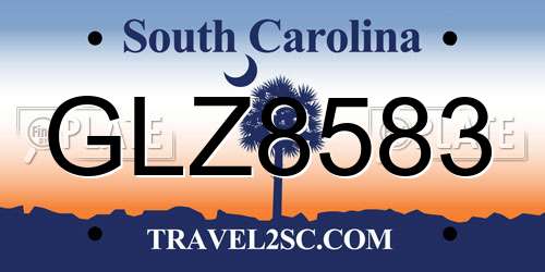 GLZ8583 South Carolina License Plate