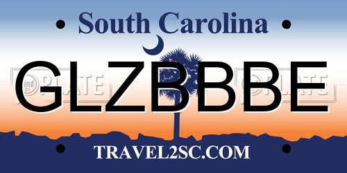 GLZBBBE South Carolina License Plate