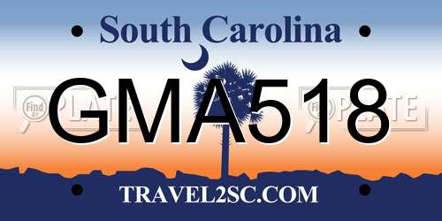 GMA518 South Carolina License Plate