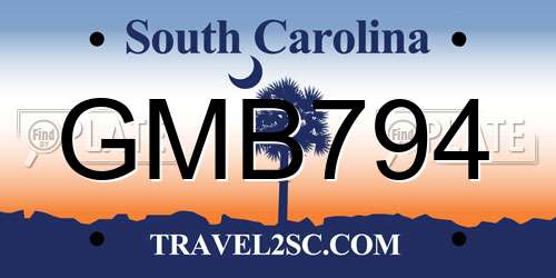 GMB794 South Carolina License Plate