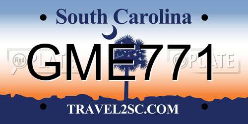 GME771 South Carolina License Plate
