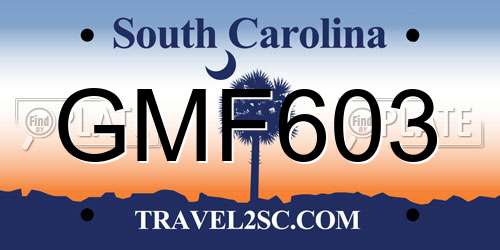 GMF603 South Carolina License Plate