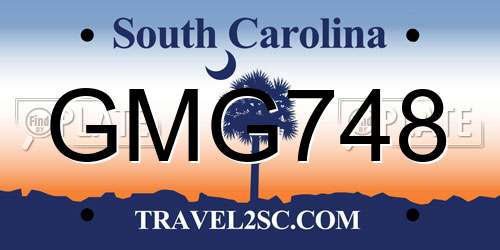 GMG748 South Carolina License Plate