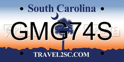 GMG74S South Carolina License Plate