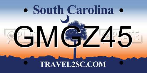 GMGZ45 South Carolina License Plate
