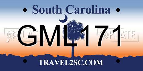 GML171 South Carolina License Plate