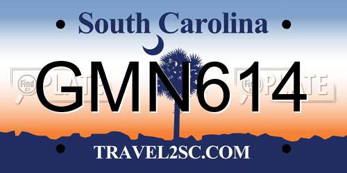 GMN614 South Carolina License Plate