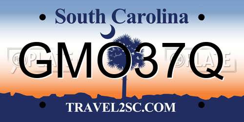 GMO37Q South Carolina License Plate