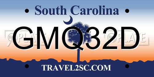 GMQ32D South Carolina License Plate