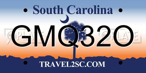 GMQ32O South Carolina License Plate