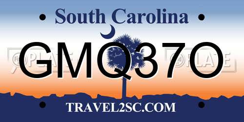 GMQ37O South Carolina License Plate