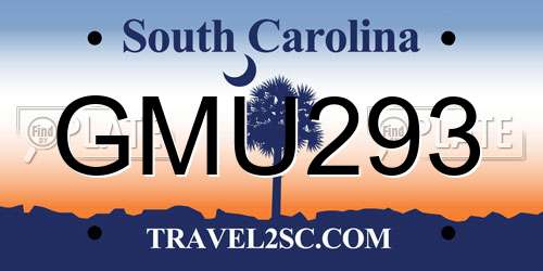 GMU293 South Carolina License Plate