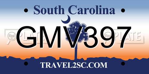 GMV397 South Carolina License Plate