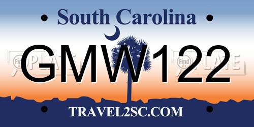 GMW122 South Carolina License Plate