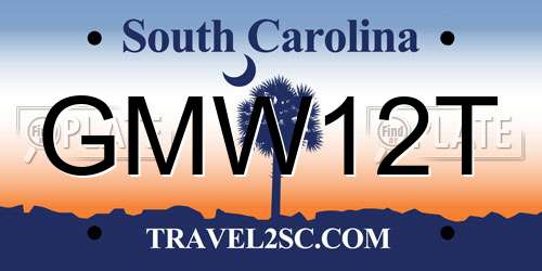 GMW12T South Carolina License Plate