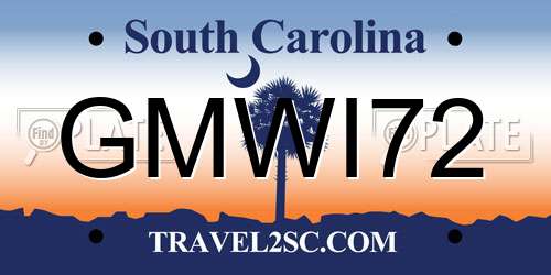 GMWI72 South Carolina License Plate