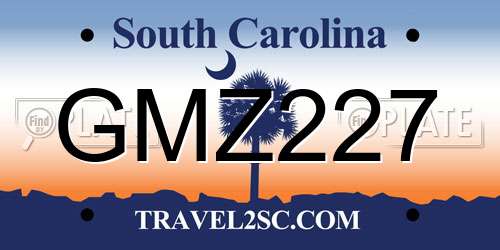 GMZ227 South Carolina License Plate