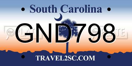 GND798 South Carolina License Plate