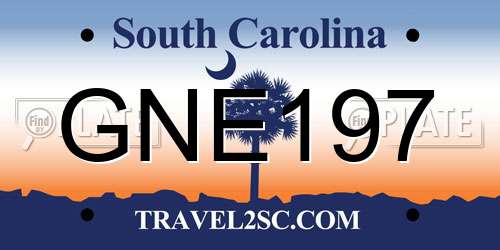 GNE197 South Carolina License Plate
