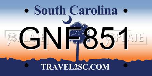 GNF851 South Carolina License Plate