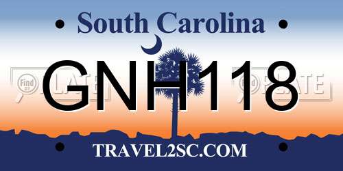 GNH118 South Carolina License Plate