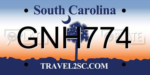 GNH774 South Carolina License Plate