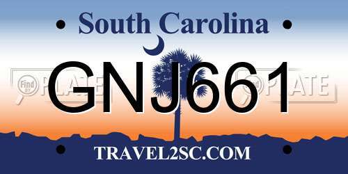 GNJ661 South Carolina License Plate