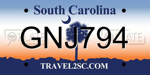 GNJ794 South Carolina License Plate