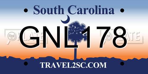 GNL178 South Carolina License Plate